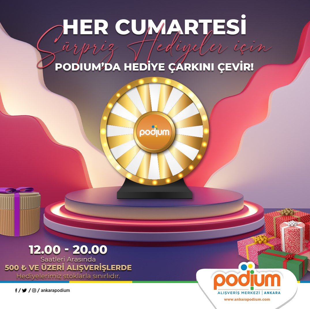 Her Cumartesi Hediye Çarkı Podium’da Dönüyor!